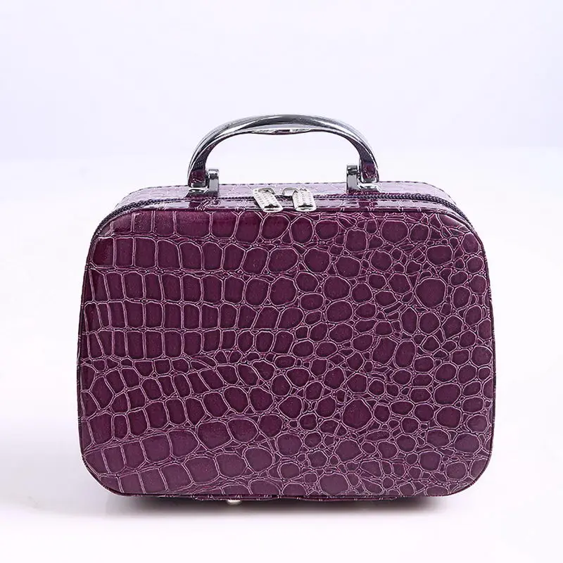 Gradosoo сумки для макияжа с рисунком аллигатора, женские водонепроницаемые косметички, женская модная косметичка с металлической ручкой, органайзер для путешествий LBF533 - Цвет: Фиолетовый