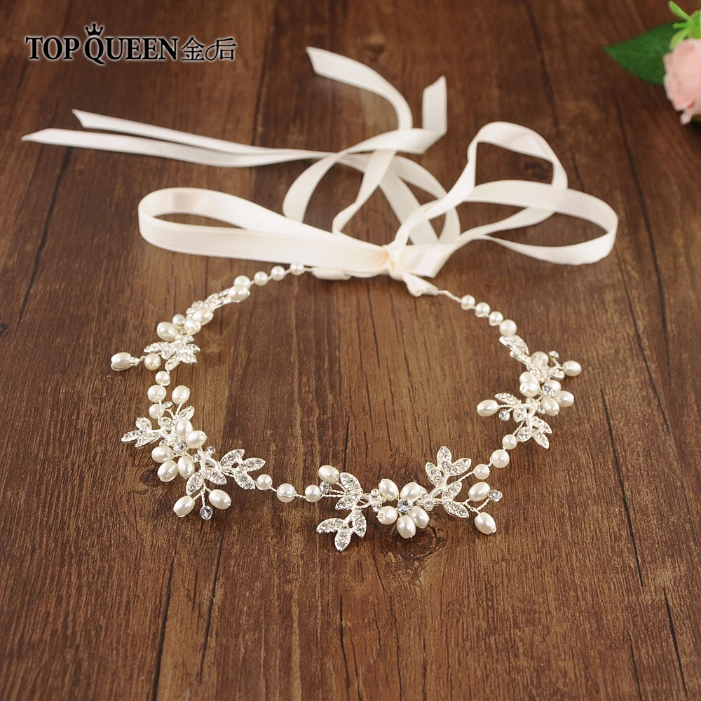 

TOPQUEEN HP152 Wedding Bridal Headband Hair Band Tiara for Women Rhinestone Pearl Alloy Flower Jewelry Hair Accessories