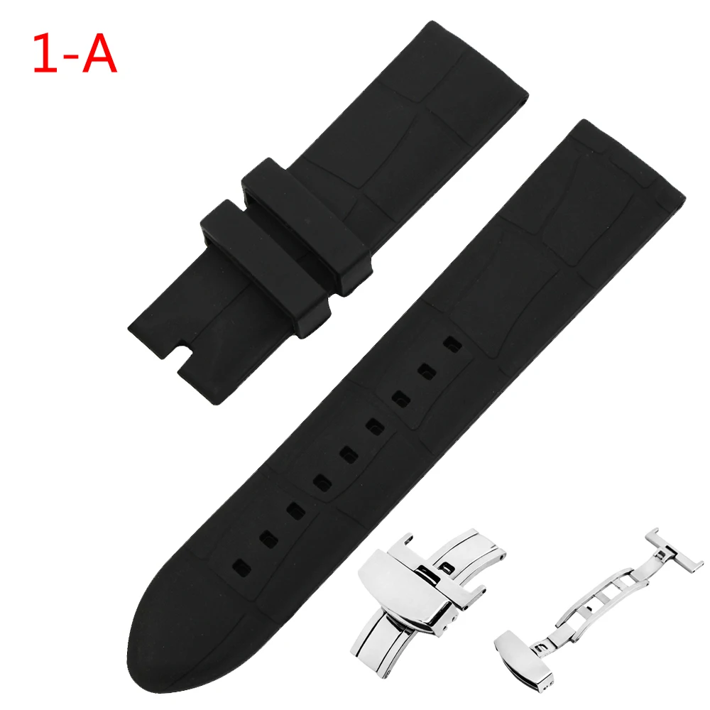 Ремешок для часов силиконовый резиновый 24 мм черный|watch band|rubber watch bandsilicone rubber band |
