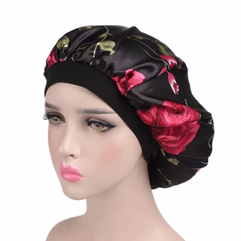 

2019 Women Hair Care Night Sleep Hats Satin Flower Bonnet Cap Beanies Silk Caps Head Wrap Ladies Skullies Fashion New Hot Sale