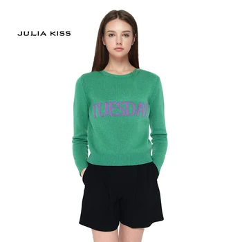 

Women Monday To Sunday Embroidered Letters 7 Colors Sweater Pullovers Autumn Long Sleeve Knitted Tops
