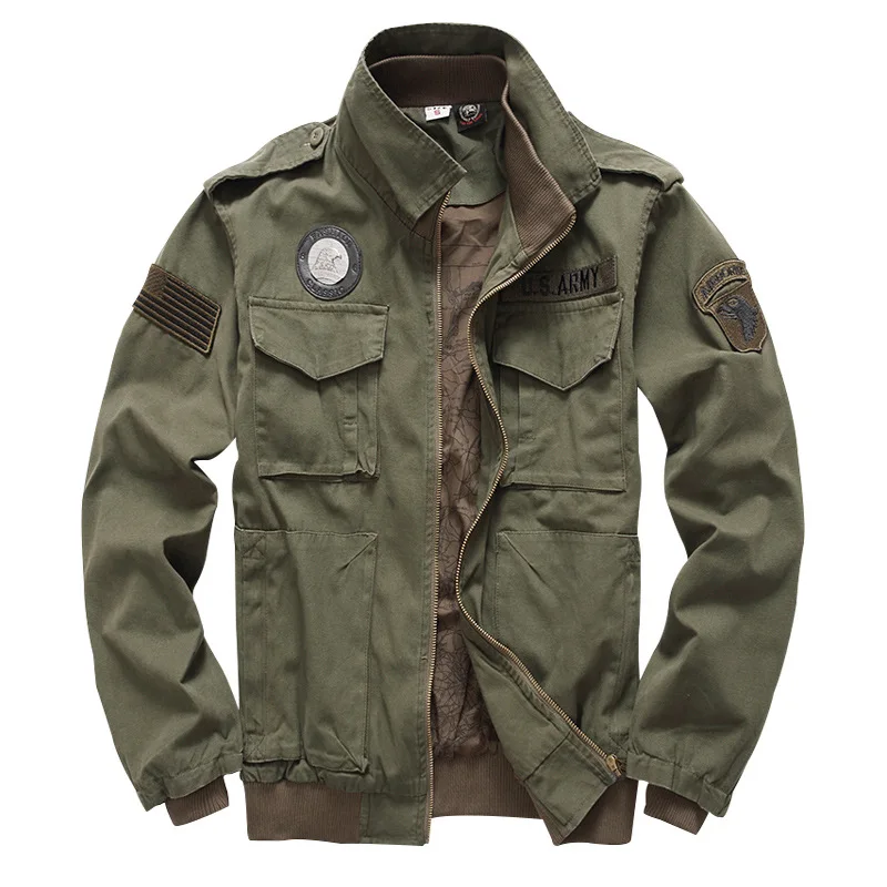 Tactical Jacket Men's 101 Airborne Military Uniform Army Style Winter Flight Ma1 Coat American Military Clothing Male Green