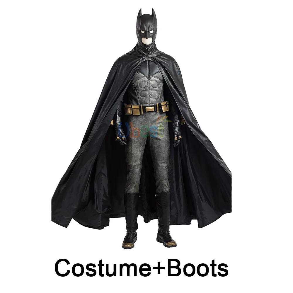 Лига Справедливости Бэтмен Брюс Уэйн Косплей Костюм с плащом мужской Хэллоуин наряд - Цвет: Costume  Boots