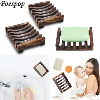

POSEPOP Wood Kitchen Bathroom Sponge Soap Dish Plate Box Holder Container Shelf,Size: 10.8x8x2.5cm ,Carbon Wood Color , 1 pics