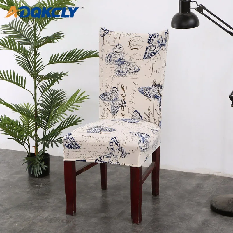 

ADQKCLY Butterfly Printed Dining Chair Cover Polyester Spandex Slipcovers Decor Hotel Wedding Banquet Chair Washale Chair Towel