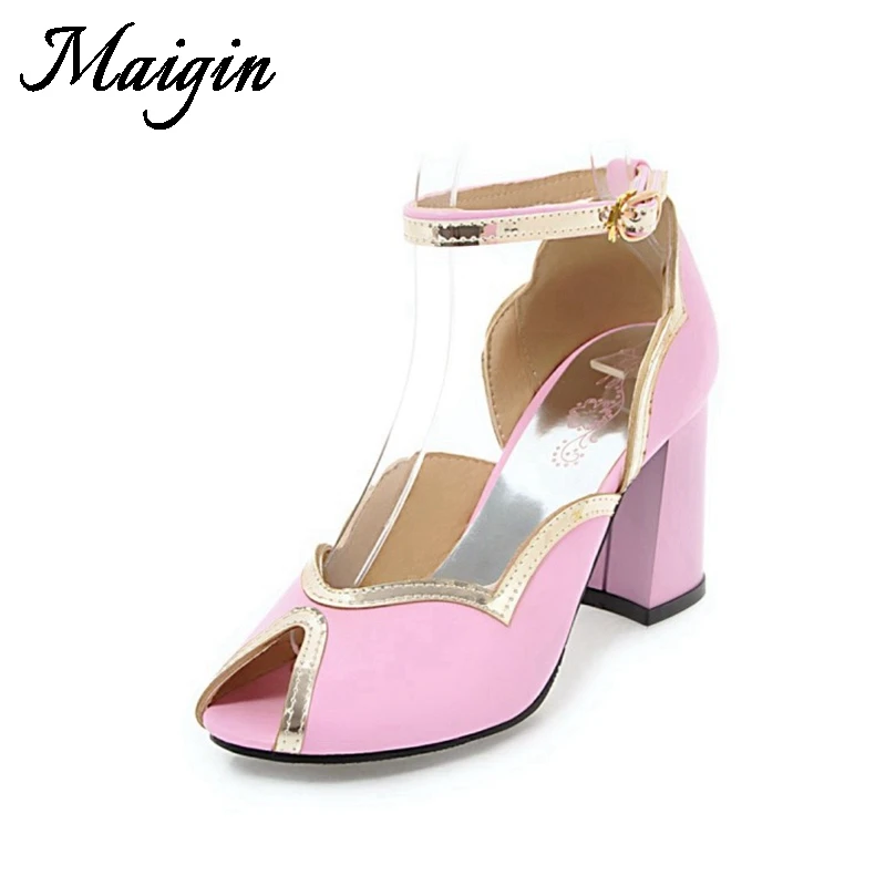 Maigin Women Sandals 2018 Block Heels Summer Sandals Thick Heels Ladies Shoes Women Footwear Luxury Designer Summer Shoes Women