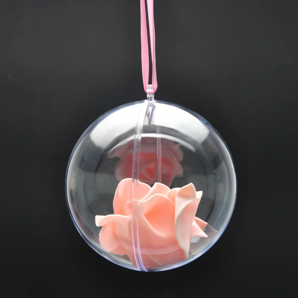 

1pc Romantic Design Christmas Decorations Ball Transparent Can Open Plastic Christmas Clear Bauble Ornament Gift Present