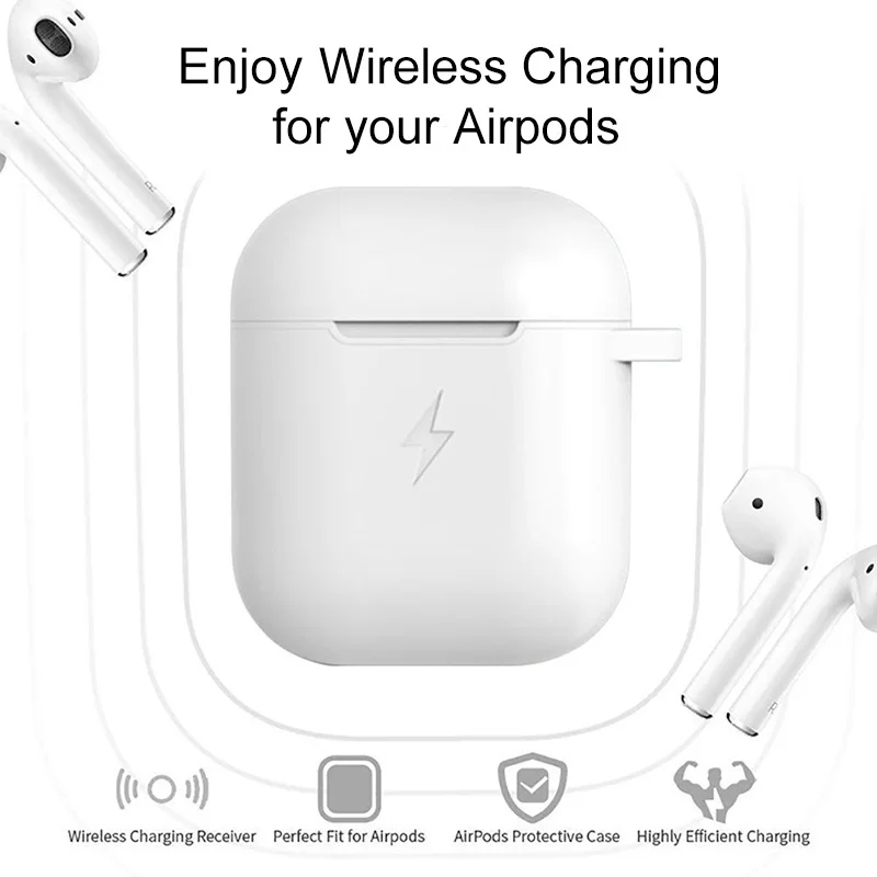 Силиконовый беспроводной зарядный чехол для Airpods 5 v QI беспроводной зарядный приемник протектор для наушников чехол совместимый для Apple