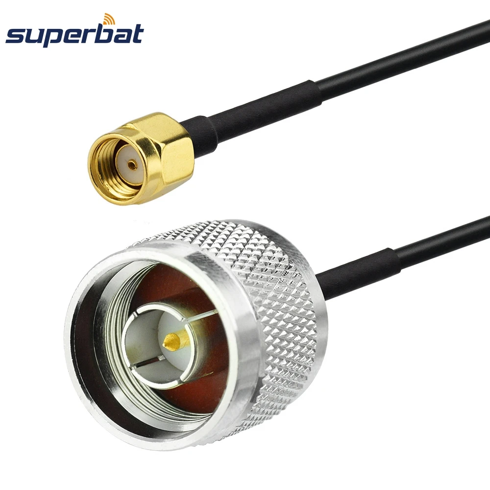 

Superbat RP-SMA Plug to N type Male Plug Connector RG174 Coax RF Pigtail Extension Cable Jumper 40cm for Wifi Antenna