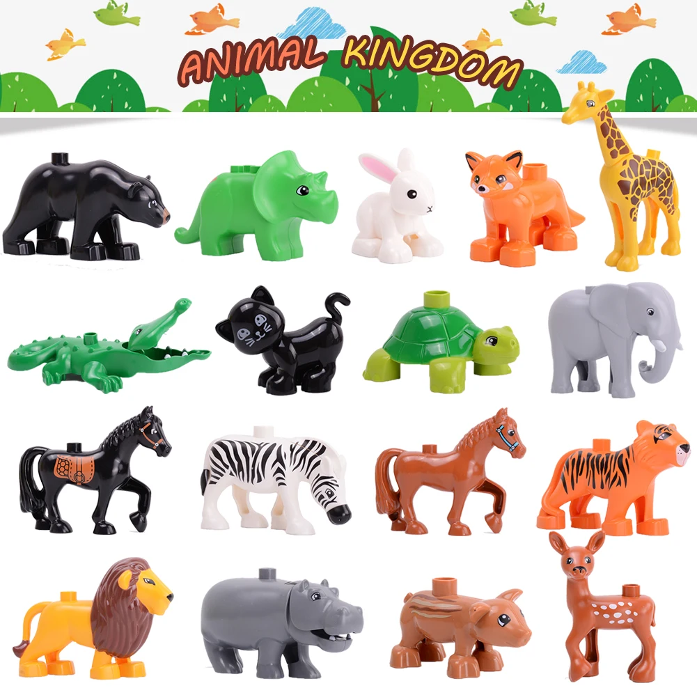 

Zoo Model Building Blocks Original big Particles Bricks accessory Toys Compatible with large Duplo Animal deer panda Elephant