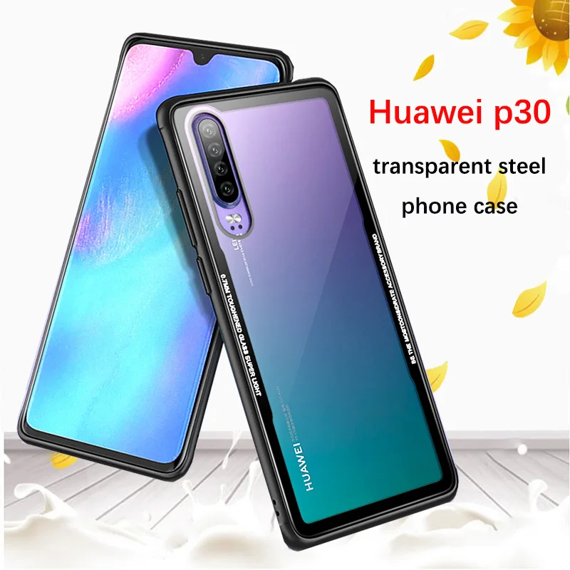 

New For Huawei P30 mobile phone case Transparent tempered glass + tpu neutral anti-fall For Huawei P30 Pro protective case