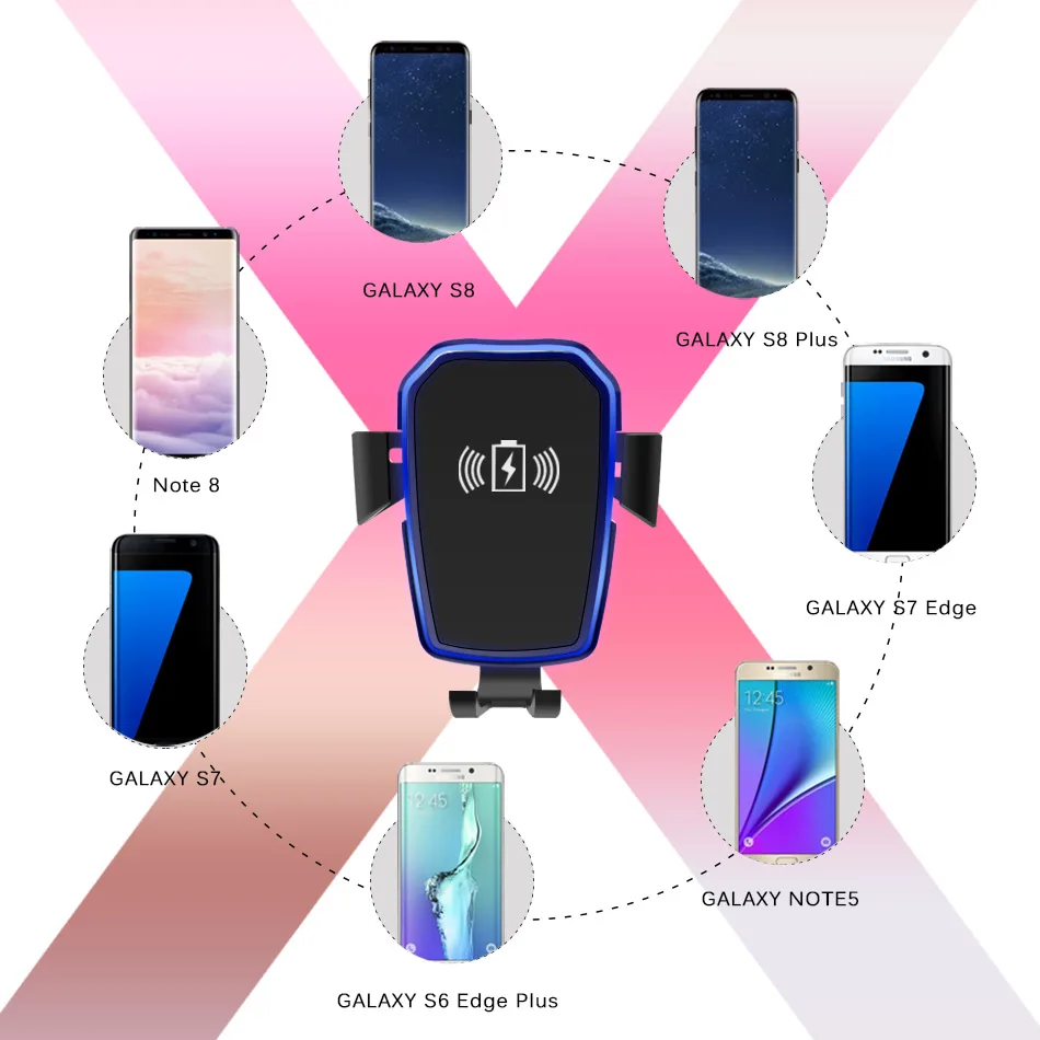 CinkeyPro Wireless Car Charger Gravity reaction Holder for iPhone 8 X 10 Samsung S6 S7 S8 Plus QI Air Vent Stand Fast Charging 3