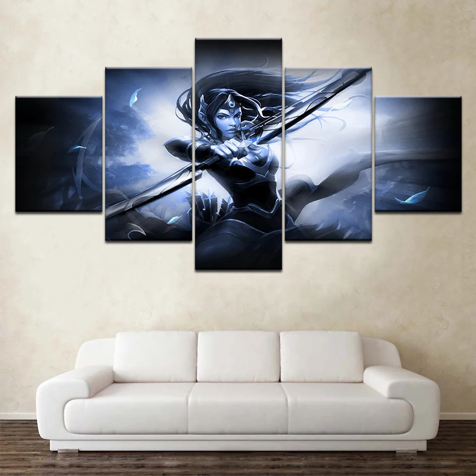  framed Printed Artwork Mirana Dota 5 Piece Picture Painting Wall Art Room Decor Print Poster Pictur