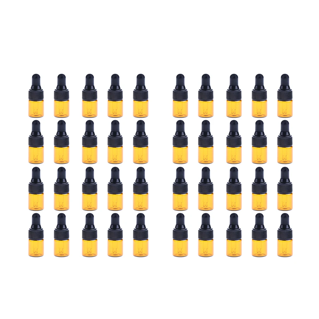 40pcs High Quality Mini Refill Glass Empty Dropper Bottles Vials Containers For Essential Oils Perfume 1ML 2ML
