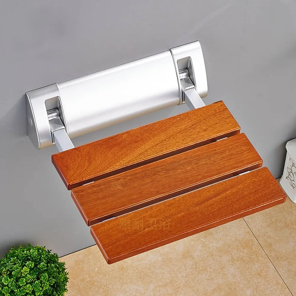 Твердой древесины ванная комната Складное Сиденье Душ стены табурет для ванной пожилых безопасности складной стул, крепящийся к стене