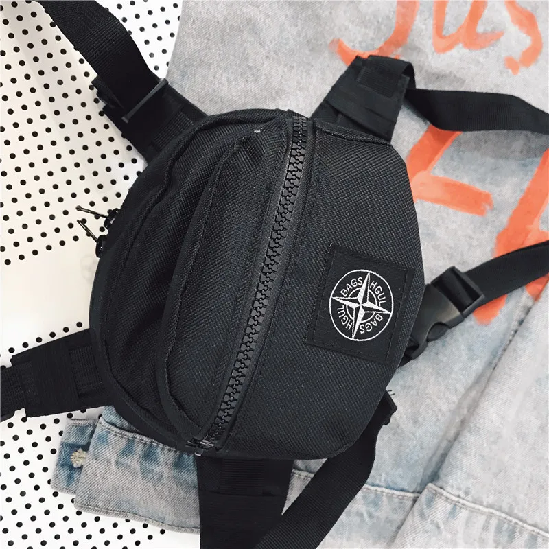 Модный жилет, нейлоновая сумка на грудь, функциональная, в стиле хип-хоп, уличная, тактическая, черная, на грудь, на пояс, сумка на грудь, мода