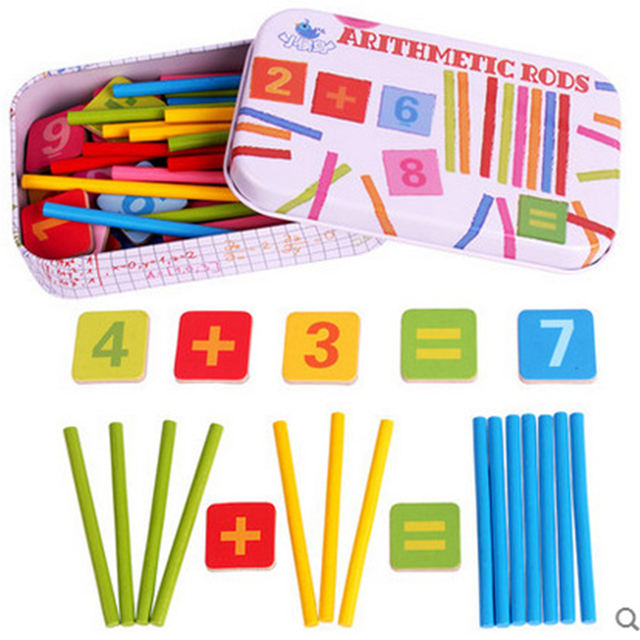 Kids Math Educational Montessori Toy Wooden Counting Sticks & Number