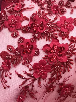 

Gold African lace fabrics french High Quality bridal beaded tulle embroidered net nigerian lace fabric For Wedding Dress