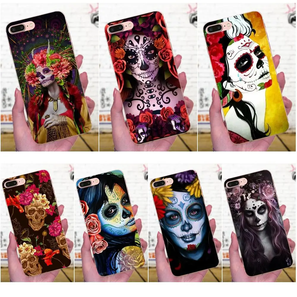 Catrina красивая Роза девушка череп искусство классика лучше ТПУ кожа телефона для