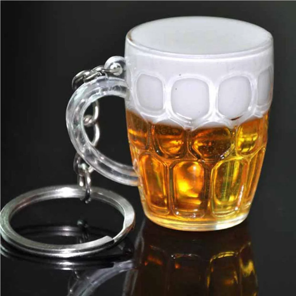 Wholesale Beer Mug Shape Simulation Key Chain Resin Beer Cup Keyring