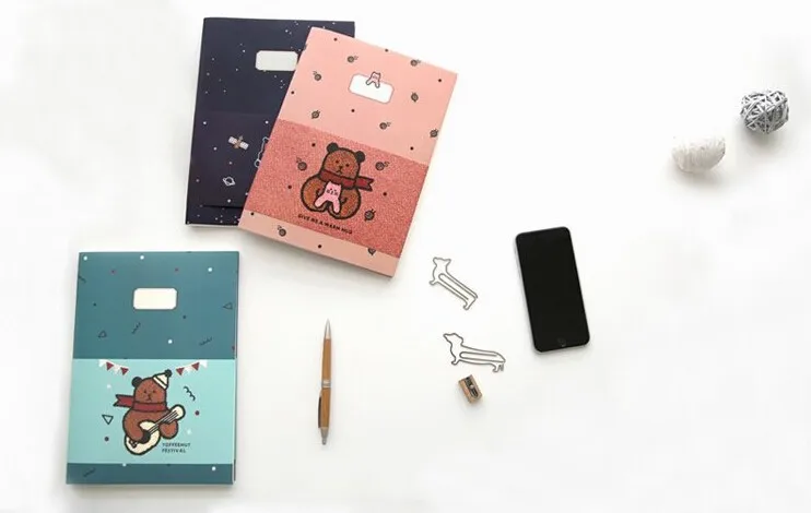 Милый мультяшный медведь дневник корейская мода B5 записные книжки 18*25*0,9 см 128 страниц на подкладке листы ПВХ Обложка Kawaii журнал подарок