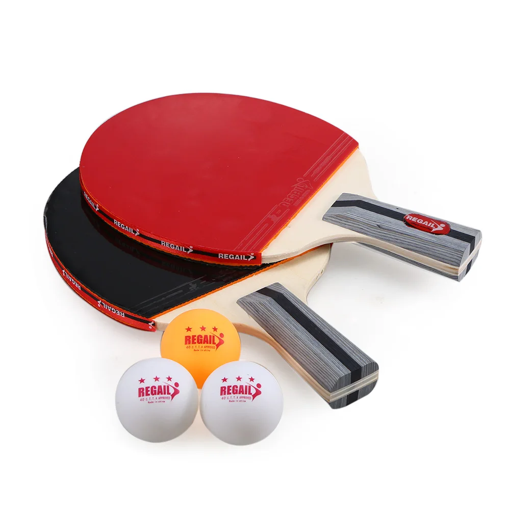 

Ping Pong Paddle Set 2 Table Tennis Rackets and 3 Balls with Cover Bag Professional Carbon Fiber Table Tennis Racket