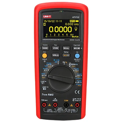 

UT171C Industrial True RMS Digital Multimeters Admittance nS Temperature AC LoZ Measure Square Wave Li-Battery USB NCV UNI-T