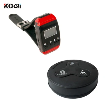 

2pcs waterproof button pager 14pcs watch receiver restaurant server paging system