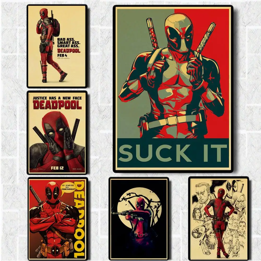 Marvel Superhero Deadpool Vintage Poster Kraft Paper Print
