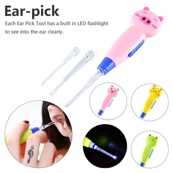 

Dig Flash Light LED Ear-pick Wax Cute Cartoon Animal Detachable Earwax Remover Tool Remover Pick Earpick Clean Ears