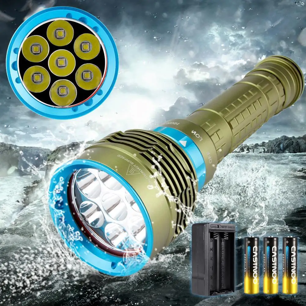 

7X LED Diving Flashlight 25000Lm 3 Modes Underwater 200 m Ultra Bright Waterproof Torch Lamp With Extension Tube