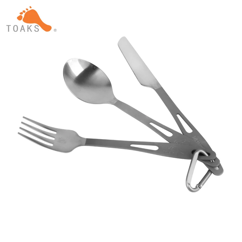 

TOAKS Titanium tableware 3pcs set Urltra-Light camping titanium fork spoon knife titanium Utensil Set 49g