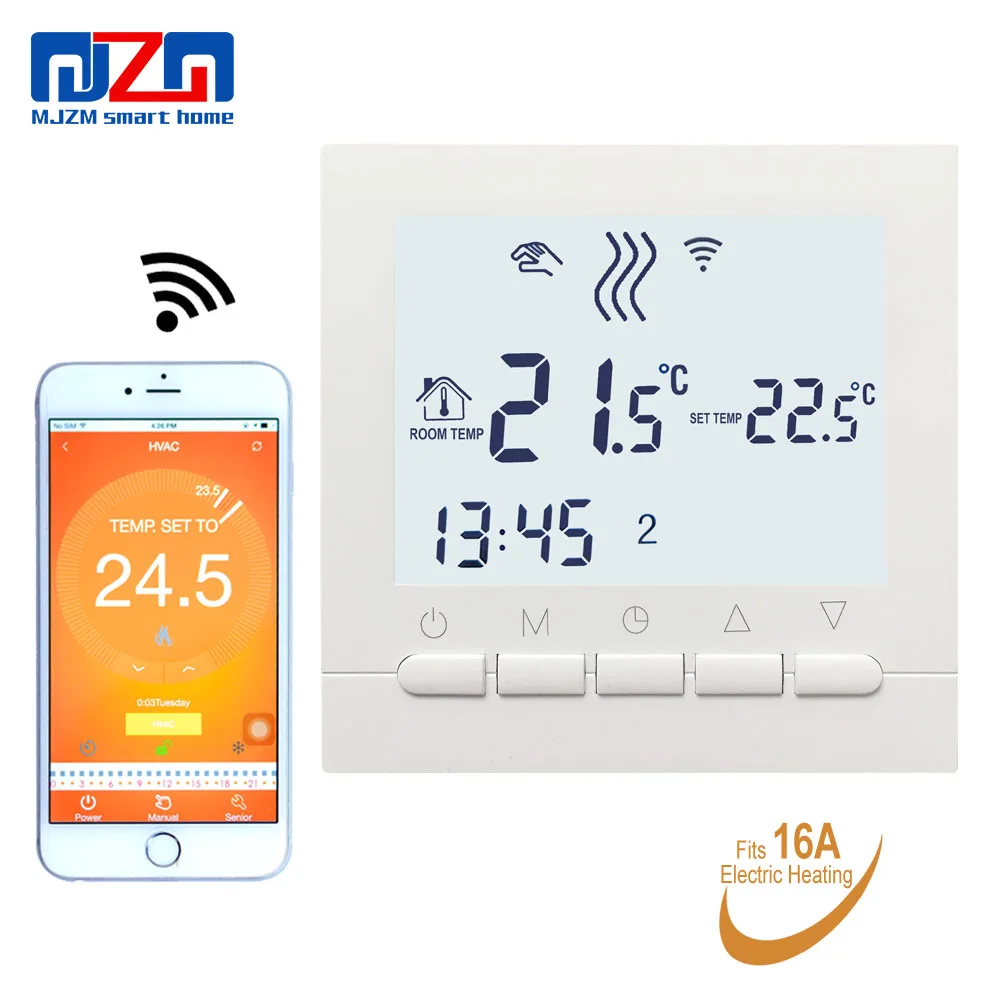 

MJZM 16A02-5BB-WiFi Thermostat Temperature Controller for Commercial/Domestic Rooms Electrical Heat Thermoregulator LCD Display