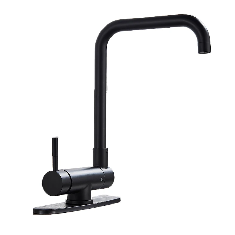 Brushed Gold /Black Kitchen Faucet Deck Kitchen Sinks Faucet High Arch 360 Degree Swivel Cold Hot Mixer Water Tap - Цвет: Matte Black