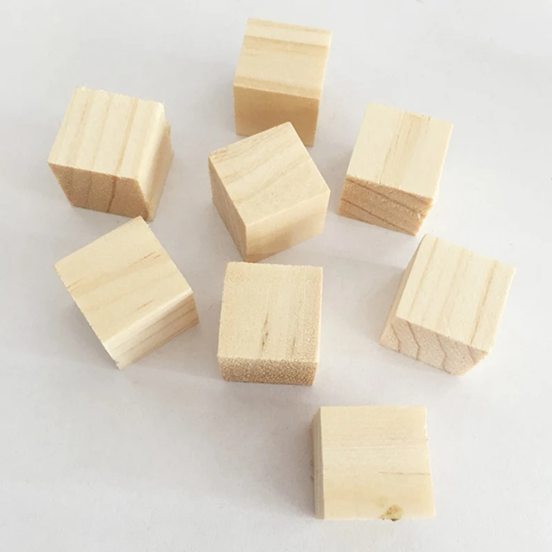 

1 Pack Solid Wood Cube Wooden Square Blocks Kids Early Educational Toys Assemblage Block Embellishment For DIY Woodwork Craft