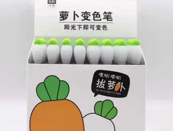 

change color by sunlight to red carrot gel pen cartoon stationery prize kawaii office writing student black needle pen 48pc/lot