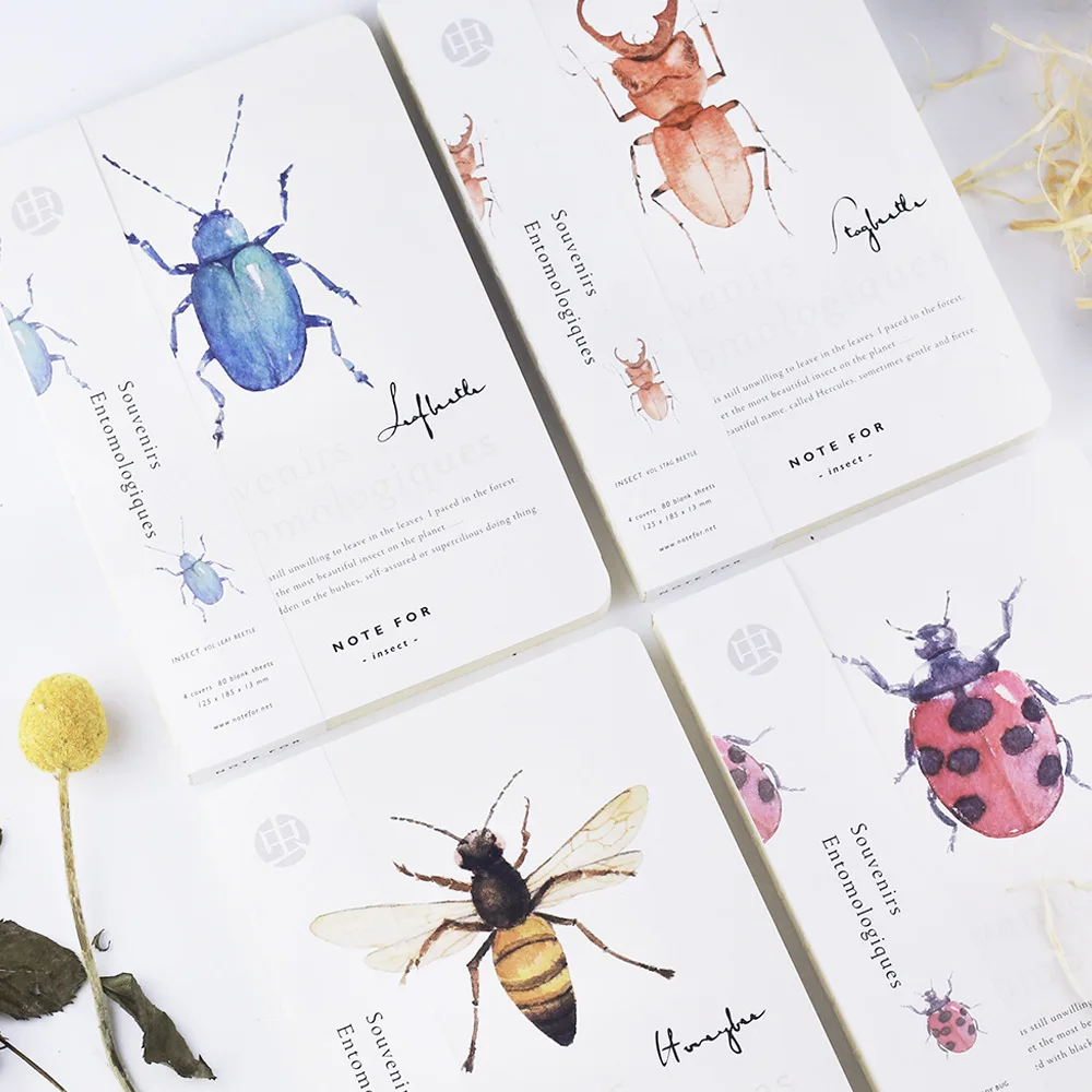 

NOTE FOR THEME BUG Series A5 Japanese Style Notebook Ladybug Blank Pages Notebook Sketchbook DIY Diary Gift School Stationery