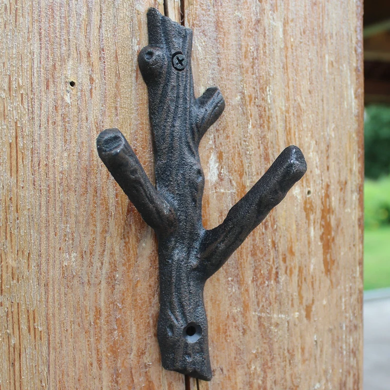 Европейский Винтаж ветка дерева дизайн домашний сад Декор чугунный настенный крючок для пальто шляпа ключи