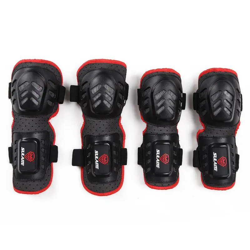 

New 4Pcs Kit of Elbow & Knee Outdoor Bicycle Motorcycle Bikers Motocross Racing Knee Pads Shin Guards Protective GearNew