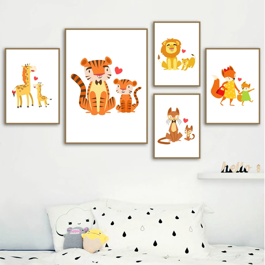 

Elephant Lion Giraffe Tiger Fox Nordic Posters And Prints Wall Art Canvas Painting Nursery Wall Pictures Baby Kids Room Decor