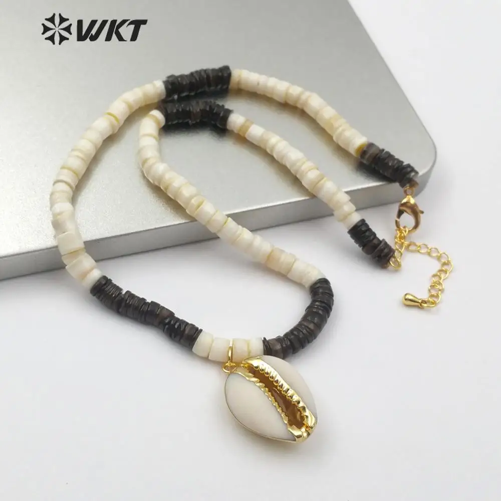 

WT-N1160 Cowrie Shell Necklace Multi Color stones Beaded Necklace Cowry Shell Pendant Necklace Sea Shell Jewelry