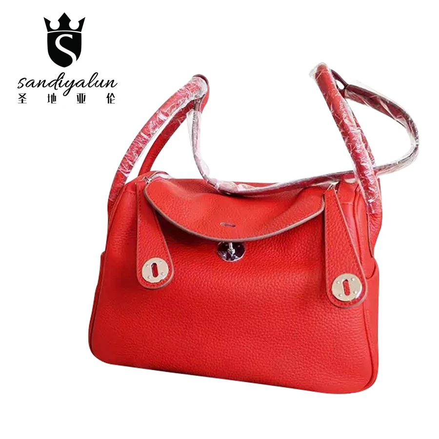 

Genuine Leather OL Style Women Handbag Trunk Tote Bag Ladies Bags Famous Brands Designer Handbags For Female