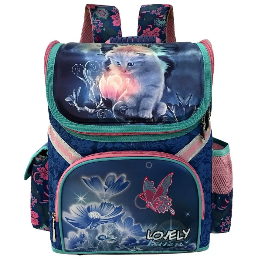 

New Grade 1-3-5 Student Girls Butterfly Flower Kids Orthopedic School Bags For Girls 2017 Children Backpack School Bag