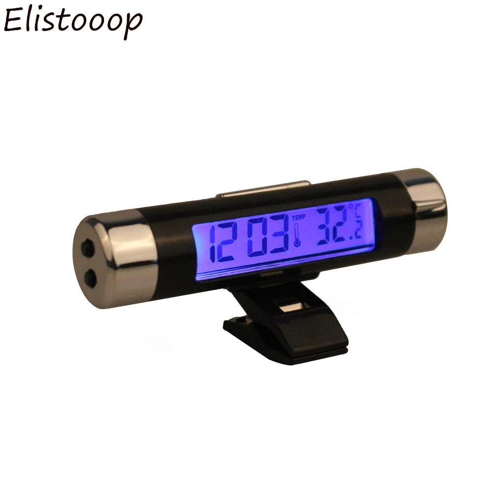 

2 in 1 Car Thermometer Clock Mounted On Air Vent Outlet Digital LCD Display Screen clock in car