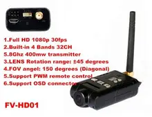 New 5.8G 400mW 32CH AIO HD 1080P FPV Racing drone Wireless Transmitter DV Camera