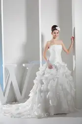 2016 Природный длиной до пола, Тафта Настоящее Дизайн Calipso Обычай Размер/цвет Свадебное Платье Маленький Поезд Жениться Плюс размер
