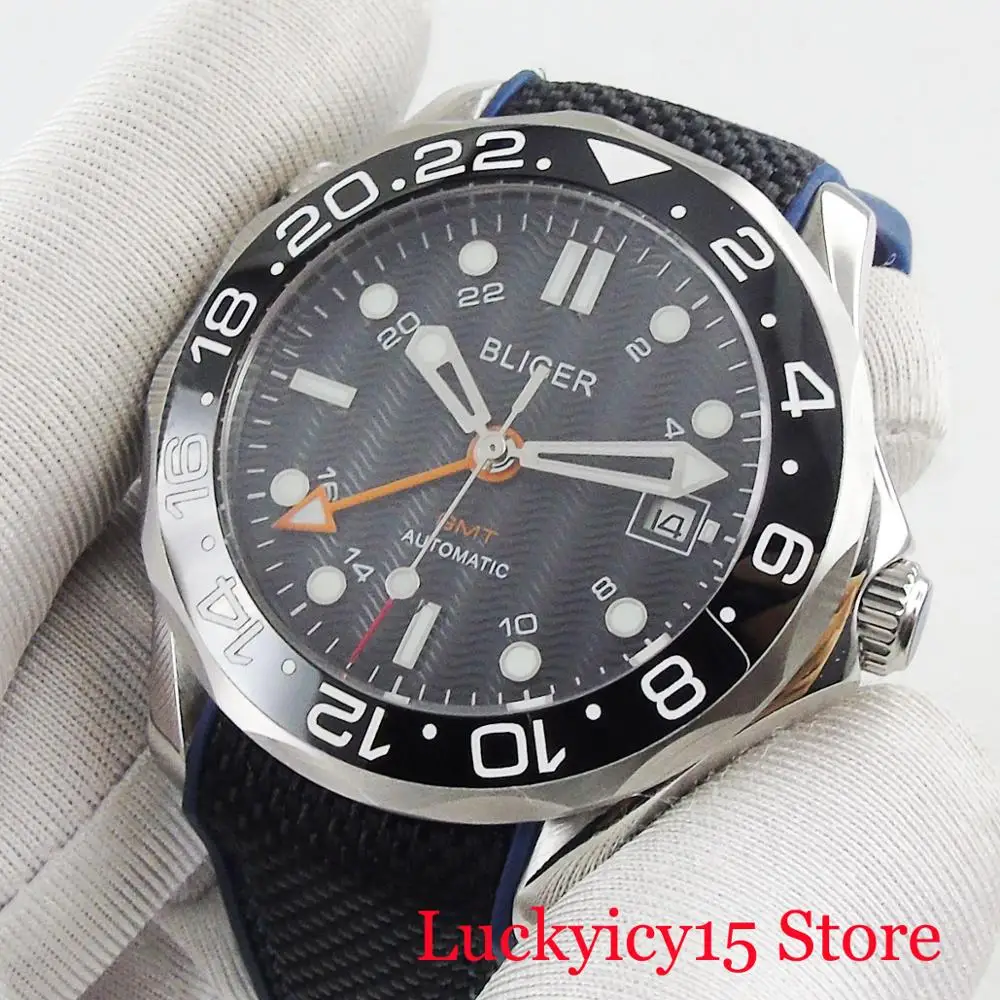 

41mm Black Dial GMT Hand Auto Date Luminous Hand Sapphire Crystal Automatic Men's Watch