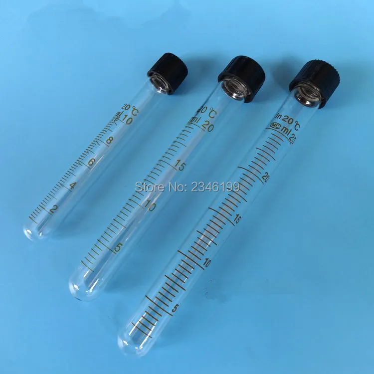 50pcs Clear Glass Bottle Centrifuge Test Tube With Scale Cap Lab