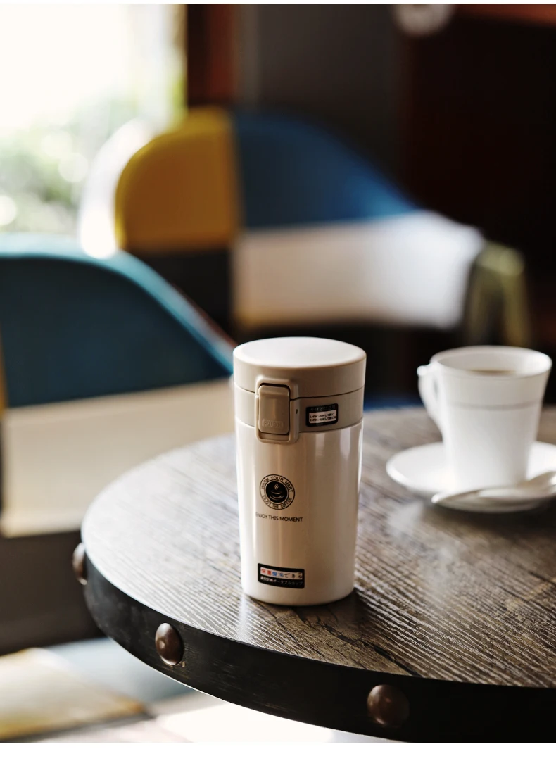 Cute Thermose Cup Thermal Bottle for coffee Vacuum Flasks Cafe Thermose one hand touch stainless steel (17)