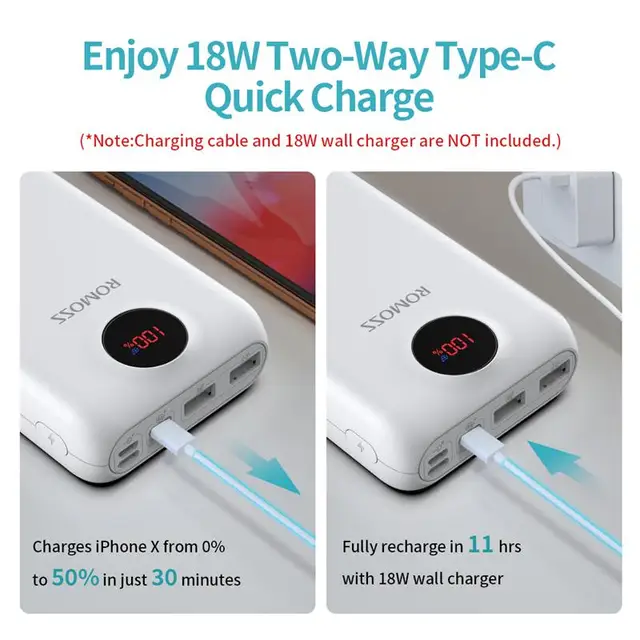 ROMOSS SW30 Pro Power Bank 26800mAh Portable Powerbank 26800mAh USB PoverBank External Battery Charger For Xiaomi Mi 9 8 iPhone 3